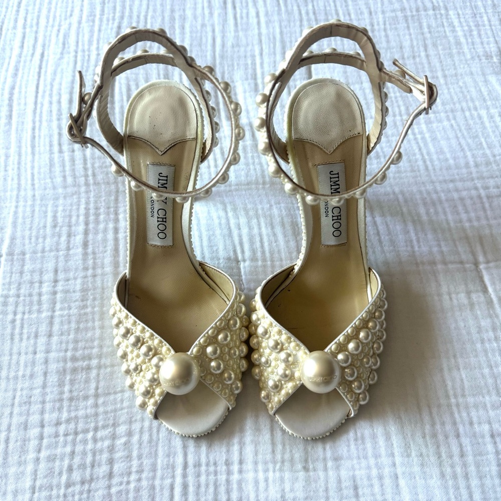 USED ONCE Jimmy Choo Sacora 100MM Embellished Heels